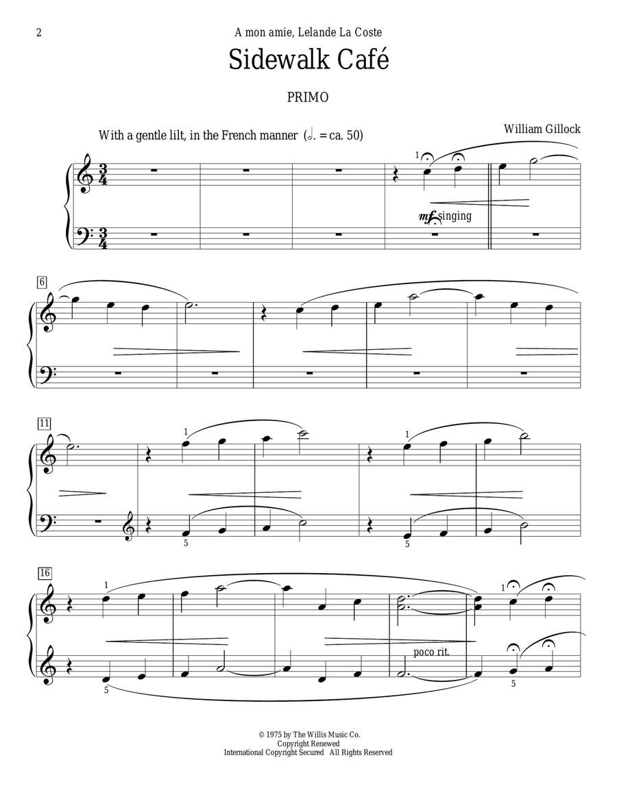 Sidewalk Cafe Sidewalk Cafe Piano Duet scores gallery preview page 2
