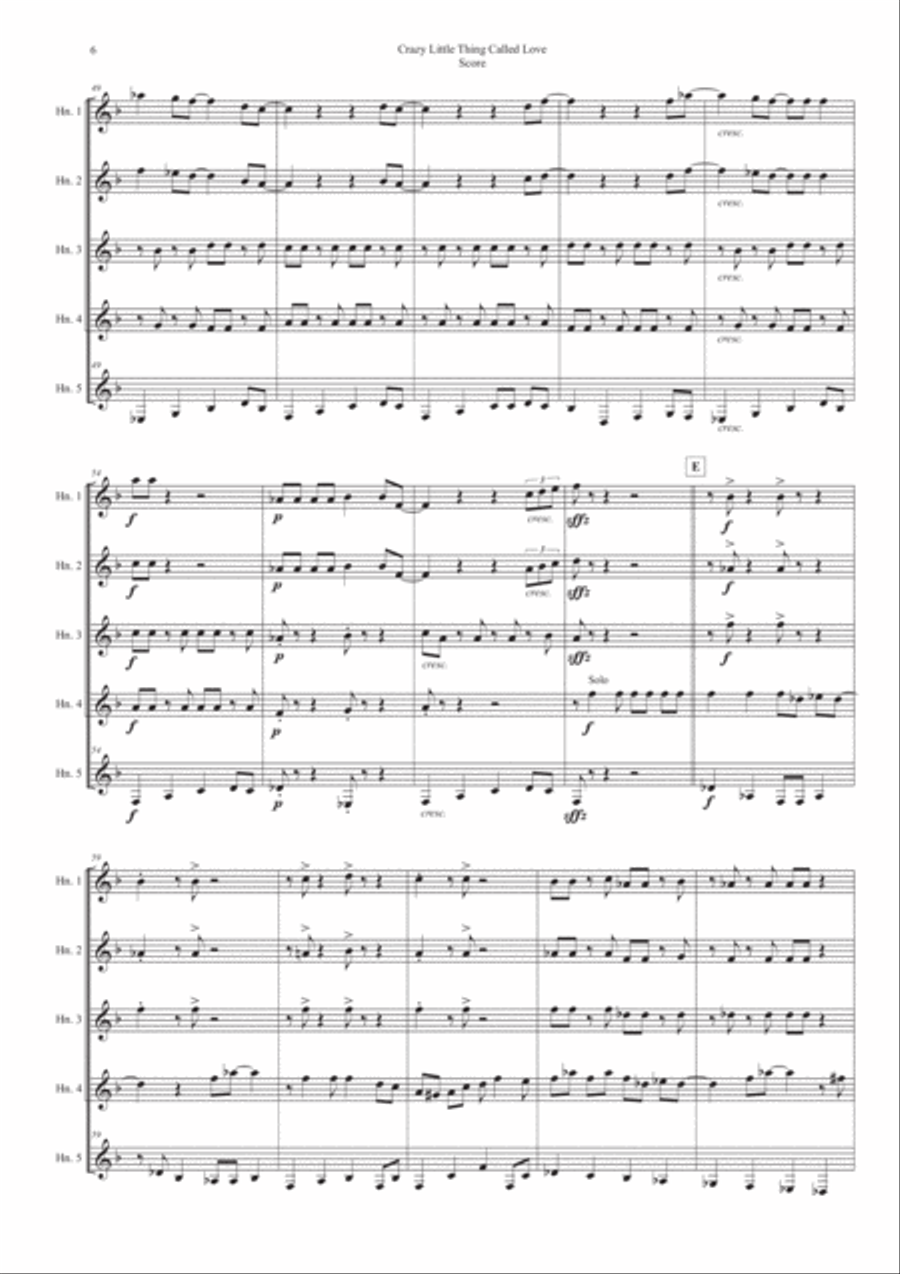 Crazy Little Thing Called Love Brass Ensemble scores gallery preview page 6