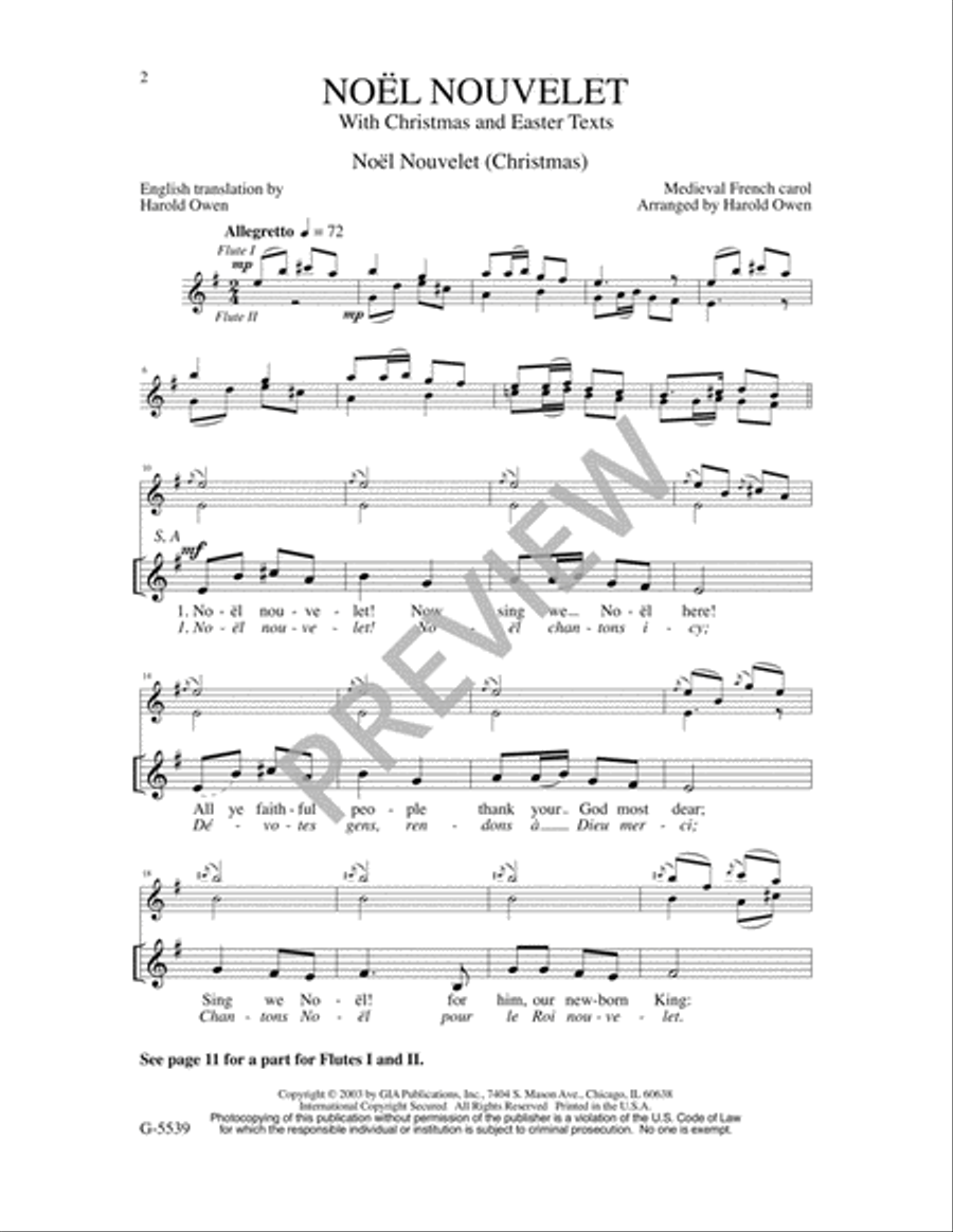 Noel Nouvelet / Now the Green Blade Rises 3-Part scores gallery preview page 2