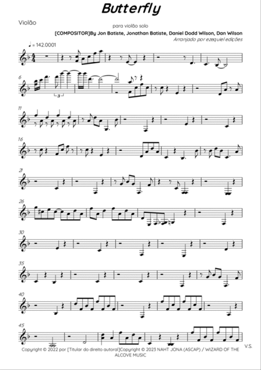 Butterfly Butterfly Guitar Tablature scores gallery preview page 6