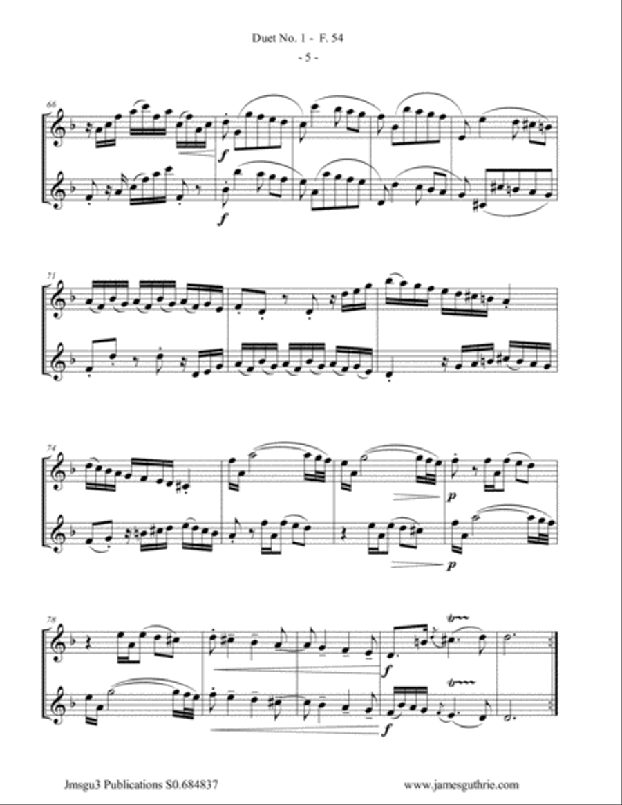 WF Bach: Duet No. 1 for Tenor Sax Duo Woodwind Duet scores gallery preview page 5