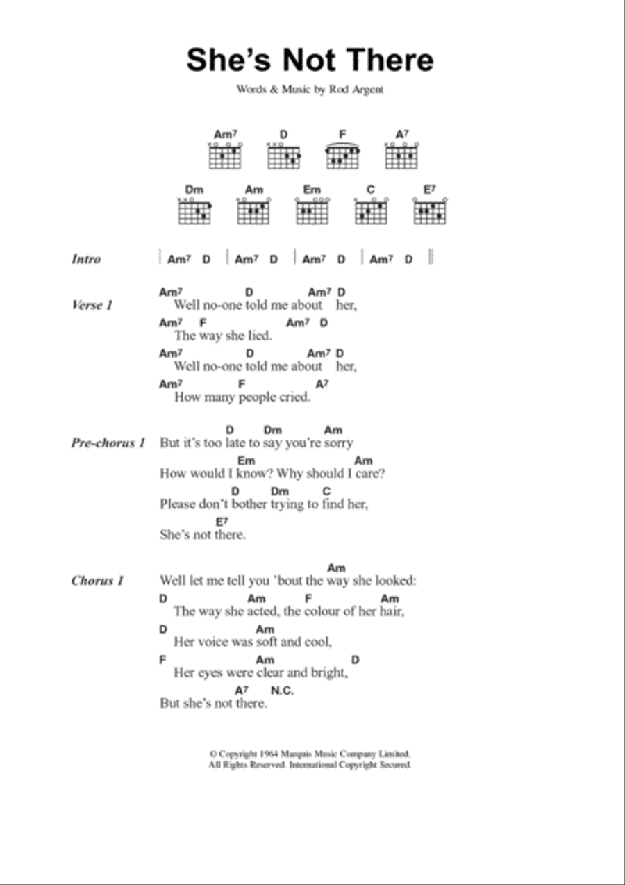 She's Not There Acoustic Guitar scores gallery preview page 1