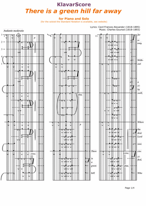 "There is a green hill far away" for Piano and Solo, transcribed to KlavarScore (A4)