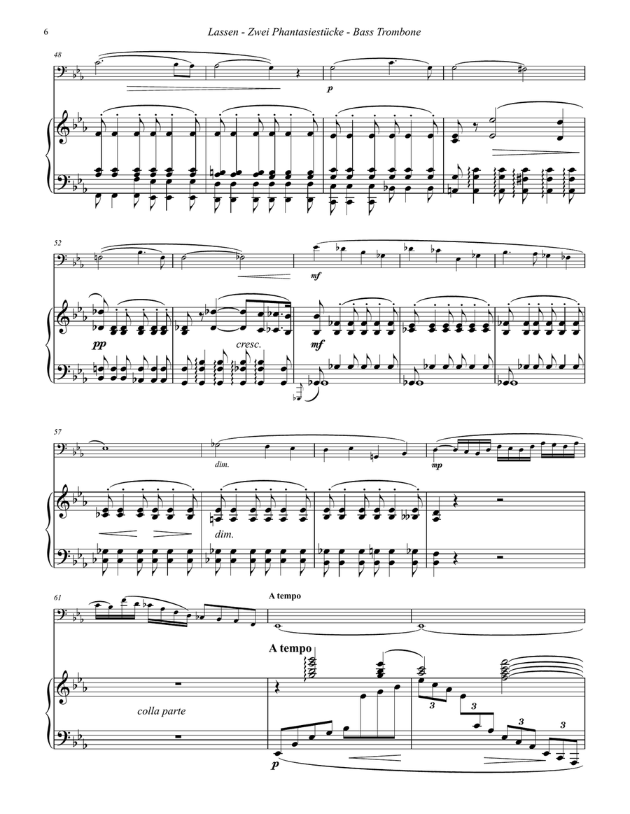 Two Fantasies (Zwei Phantasiestücke) for Bass Trombone and Piano Bass Trombone scores gallery preview page 6