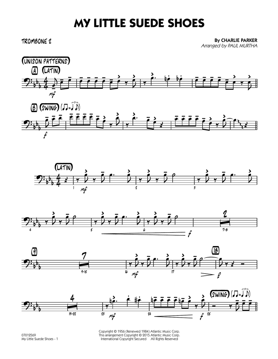 My Little Suede Shoes - Trombone 2 Jazz Ensemble scores gallery preview page 1
