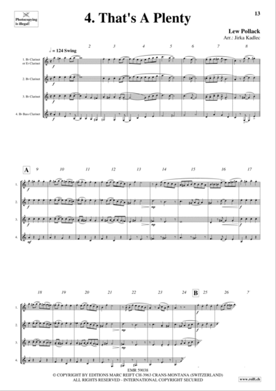 Clarinet Quartet Collection Volume 1 Clarinet Quartet scores gallery preview page 6