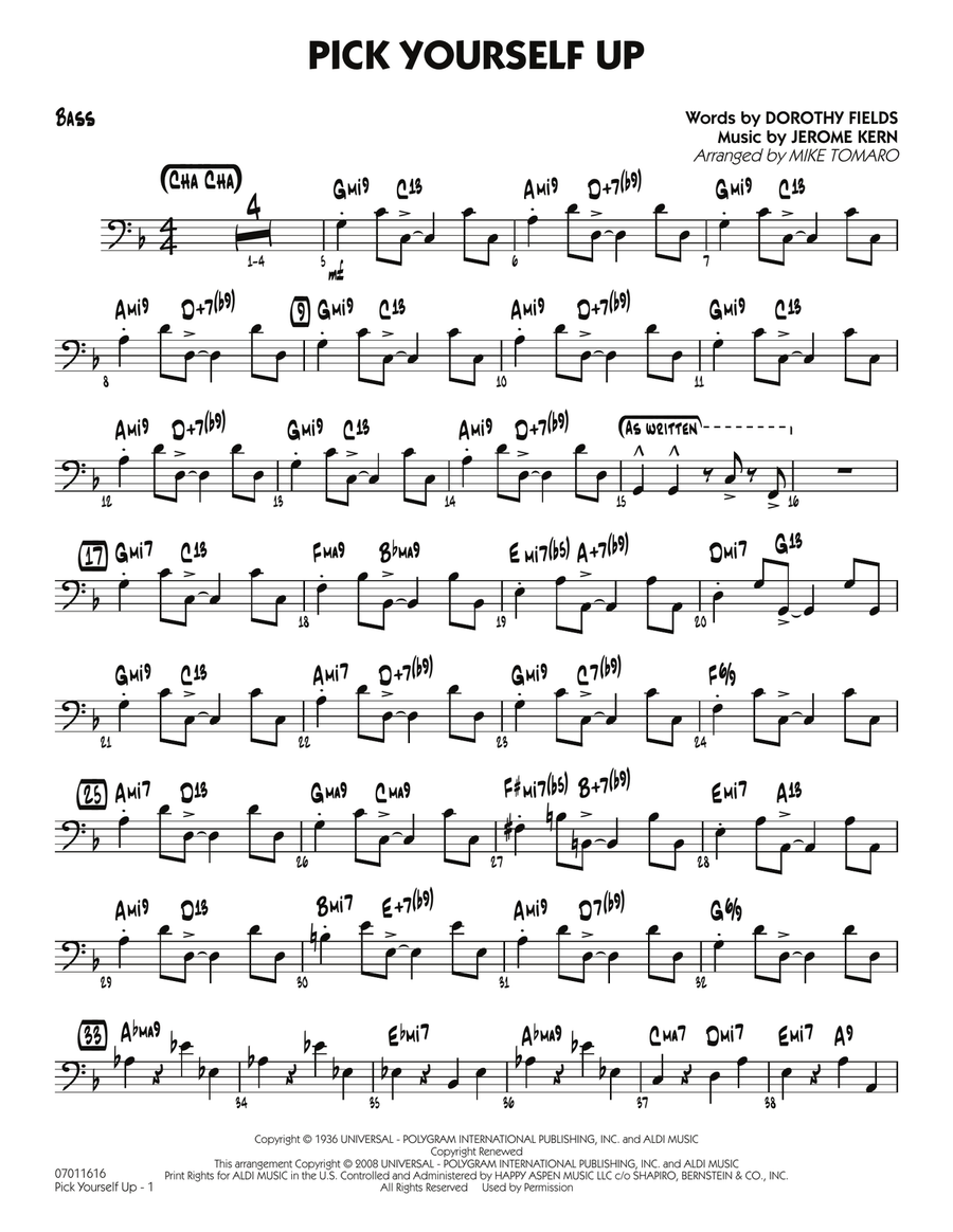 Pick Yourself Up - Bass Pick Yourself Up - Bass Jazz Ensemble scores gallery preview page 1