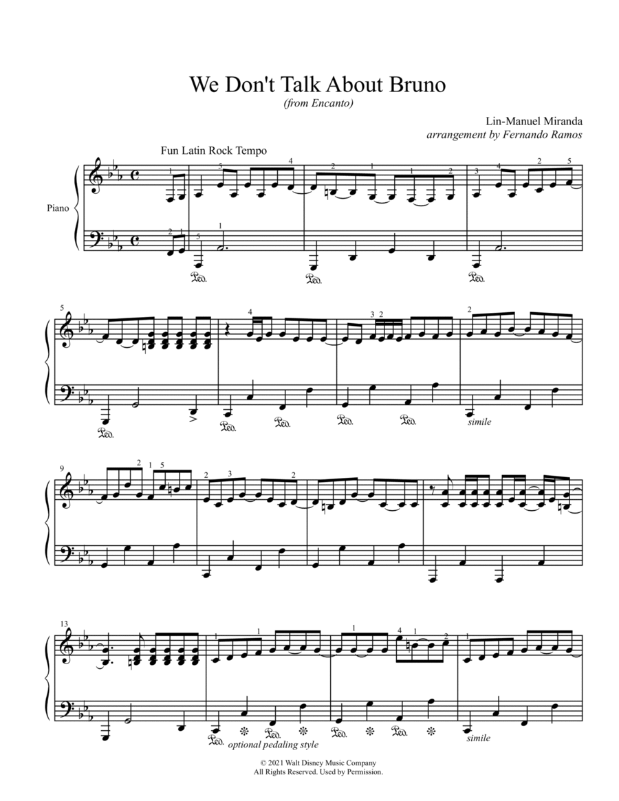 We Don't Talk About Bruno Piano Solo scores gallery preview page 1