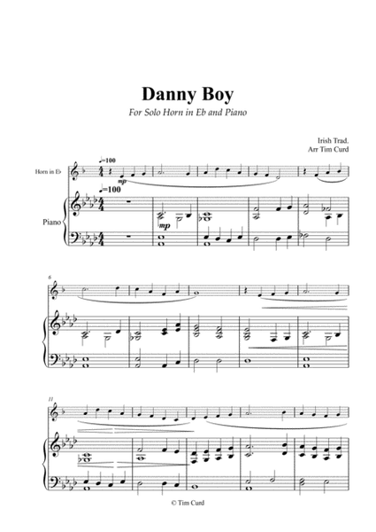 Danny Boy for Solo Horn in Eb and Piano image number null