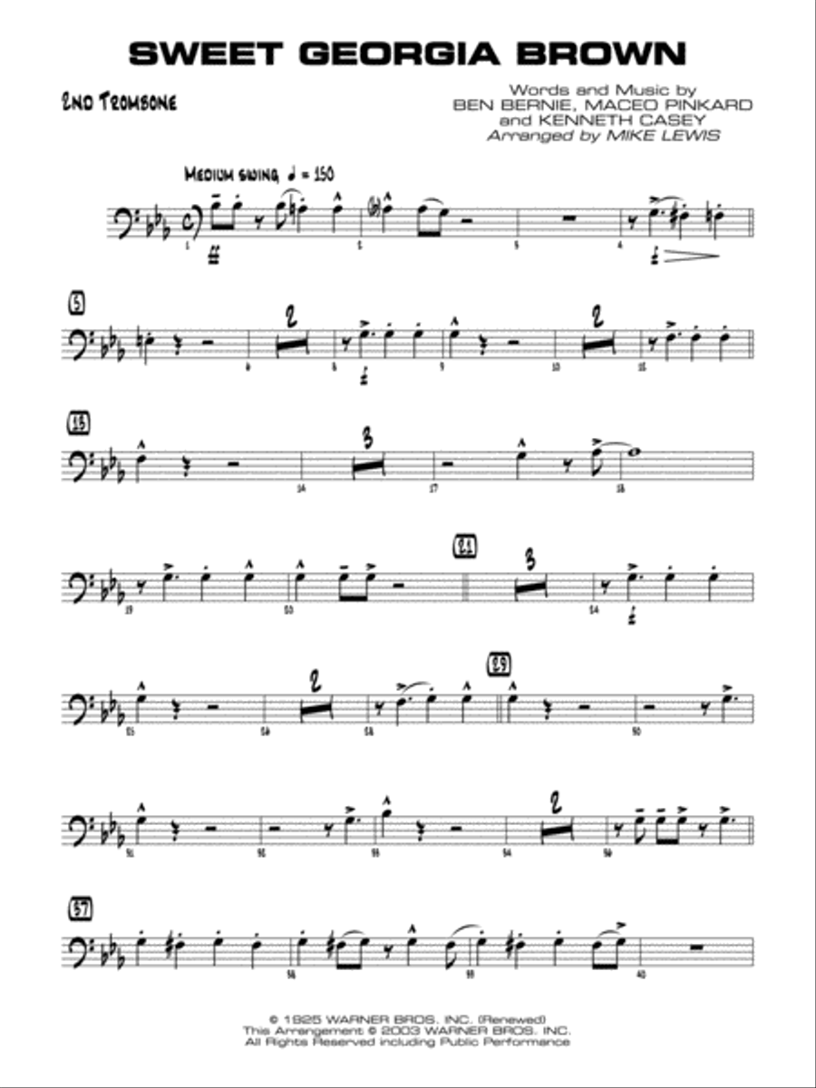 Sweet Georgia Brown: 2nd Trombone Jazz Ensemble scores gallery preview page 1