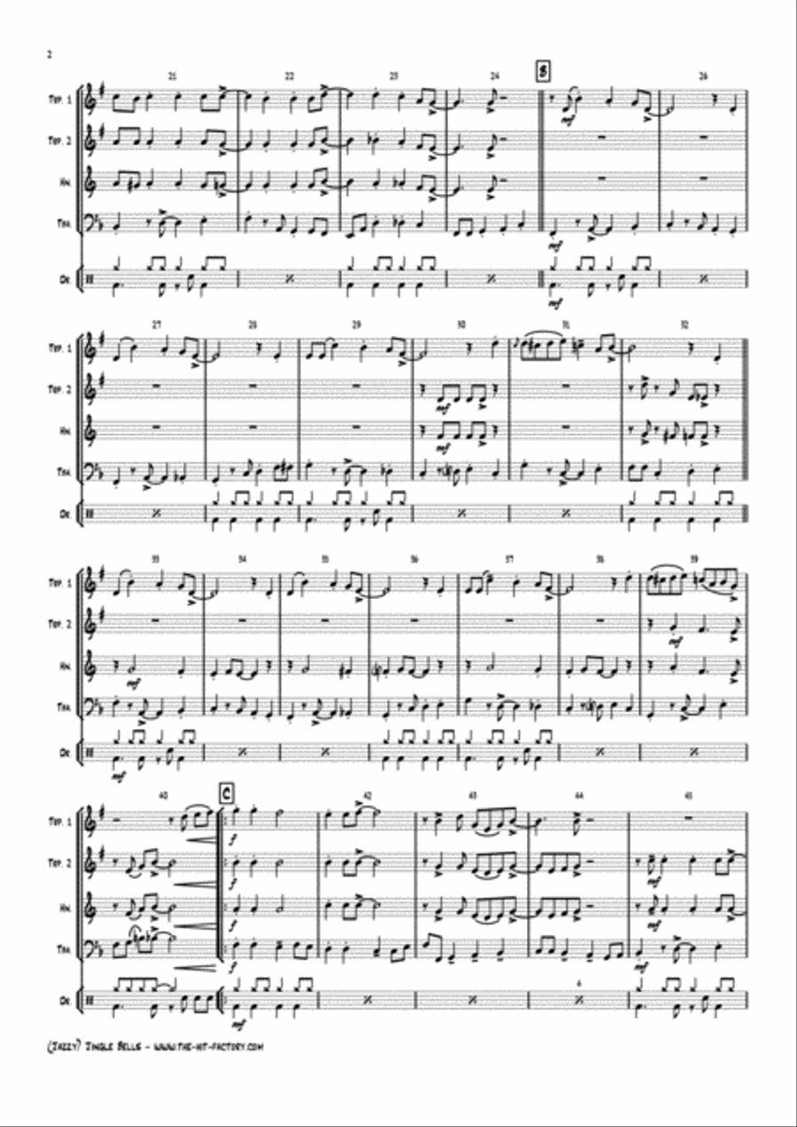 Jazzy Jingle Bells - Christmas Swing - Brass Quartet Brass Quartet scores gallery preview page 2