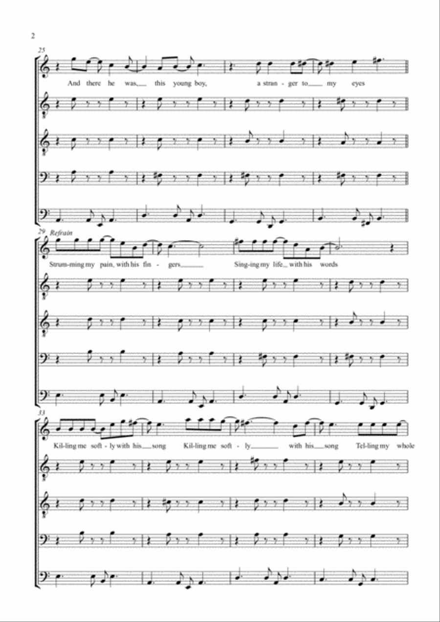 Killing Me Softly With His Song TTBB scores gallery preview page 2