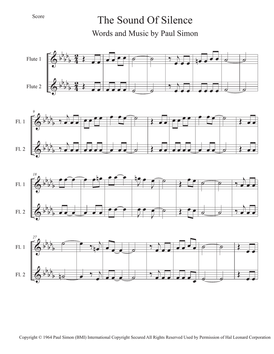 The Sound Of Silence Flute Duet scores gallery preview page 1