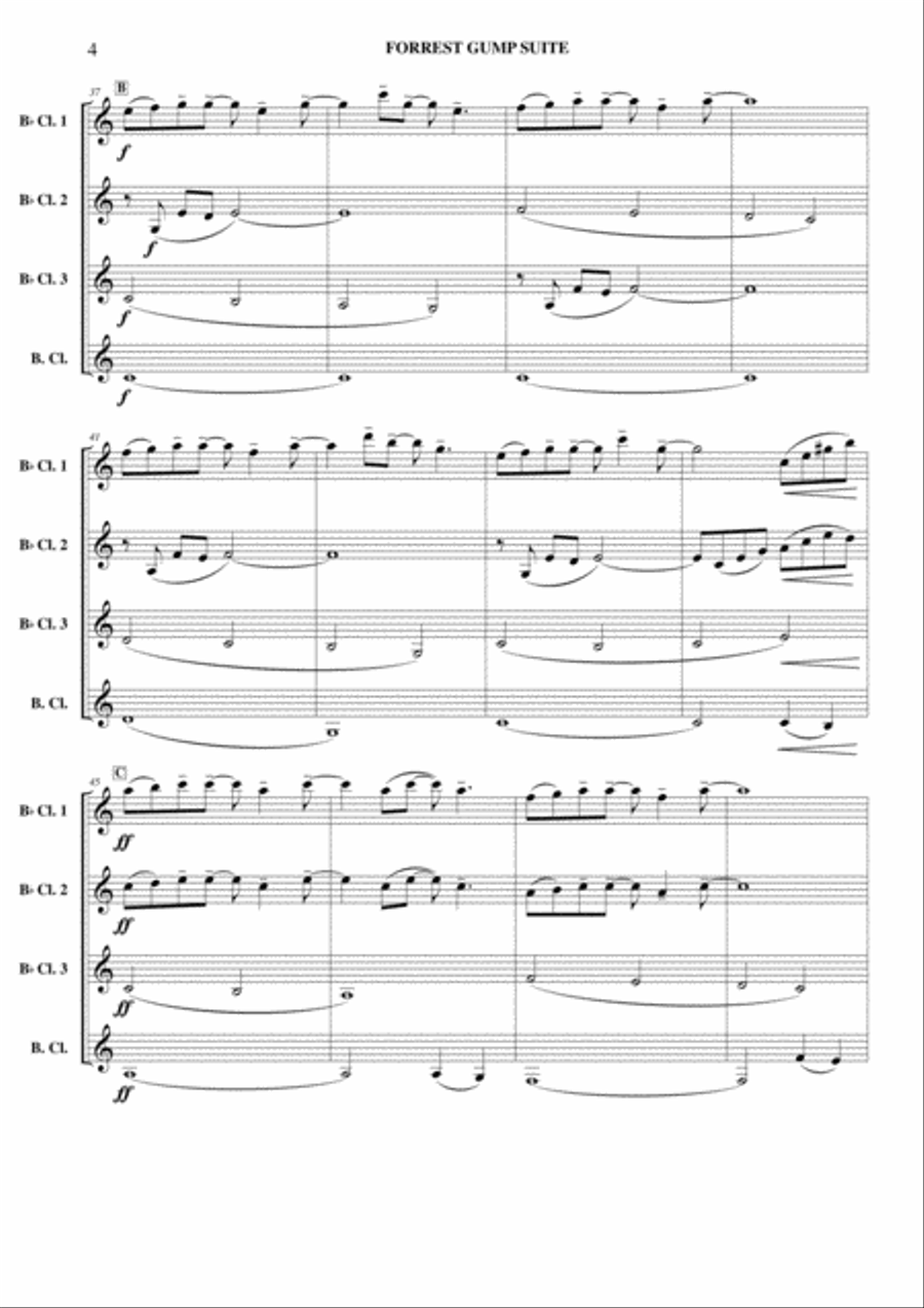 Forrest Gump Suite Clarinet Quartet scores gallery preview page 5