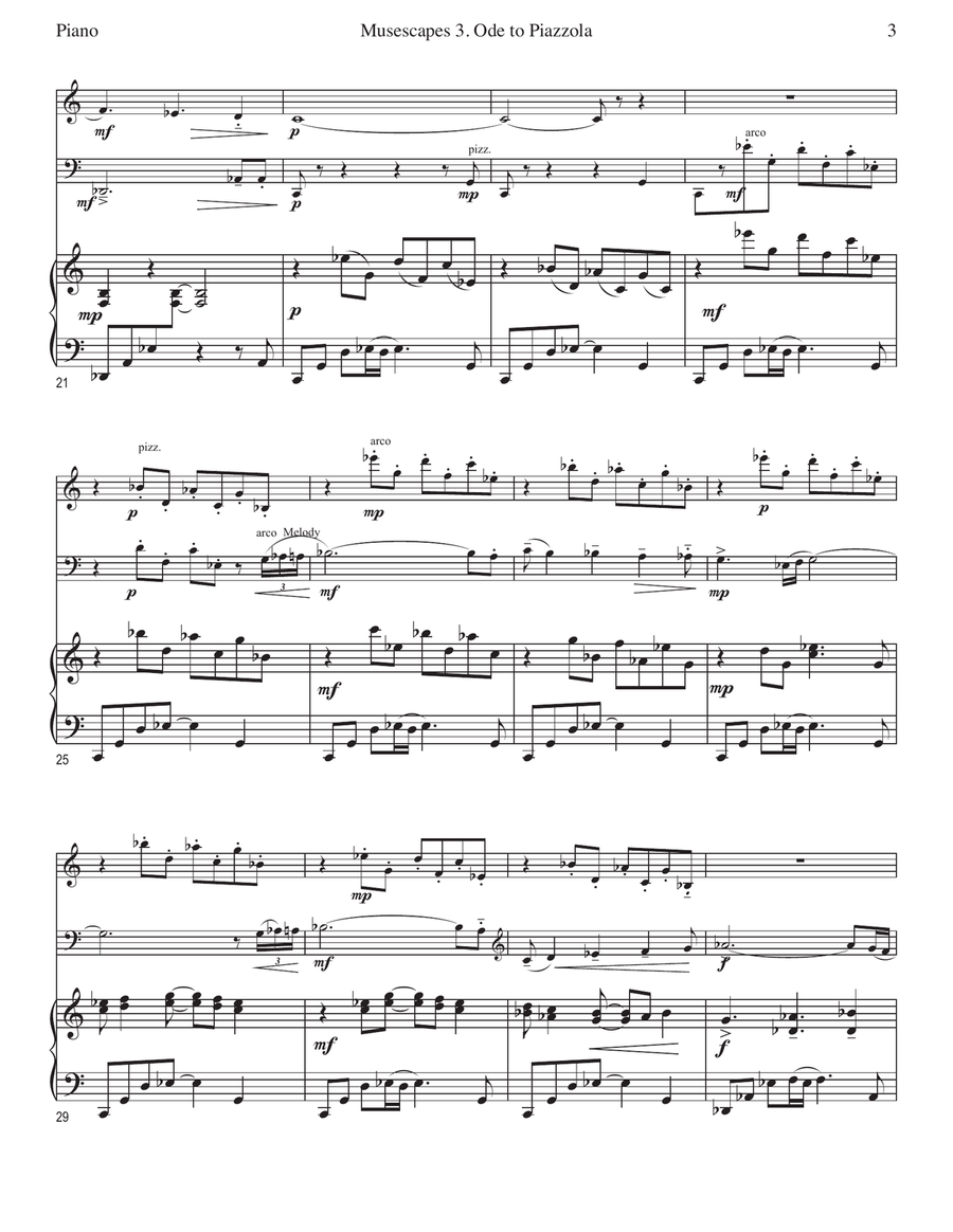 ODE TO PIAZZOLLA for Piano Trio Piano Trio scores gallery preview page 6