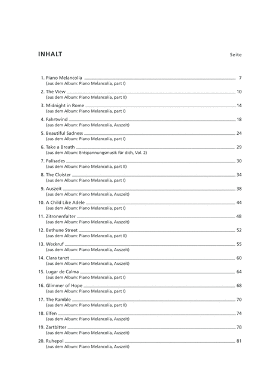 Best of Piano Melancolía - Part I, 20 piano pieces for relaxation - 20 Klavierstücke zur Entspannung Piano Solo scores gallery preview page 4