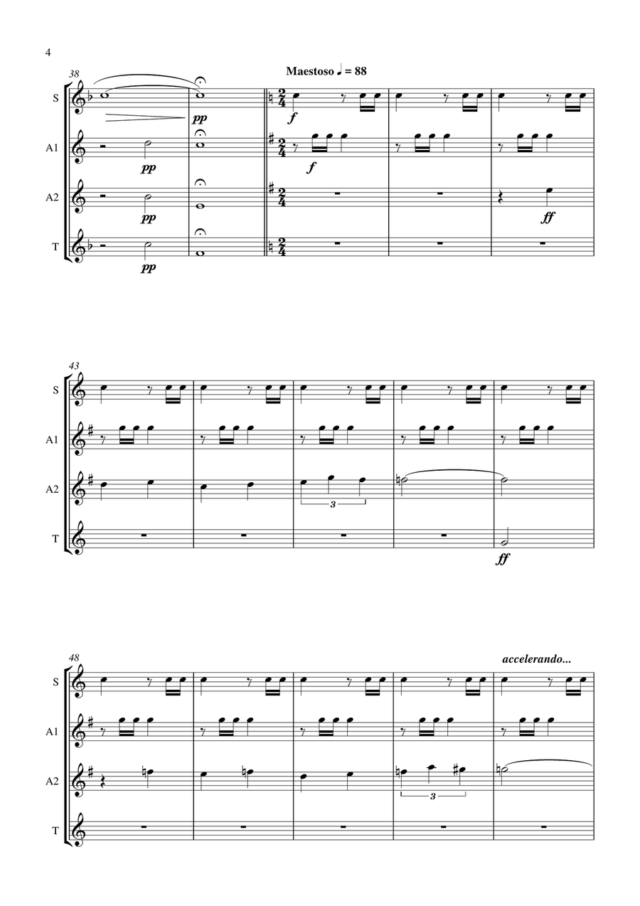 Pagine dalla Sinfonia n. 3 Saxophone Quartet scores gallery preview page 4