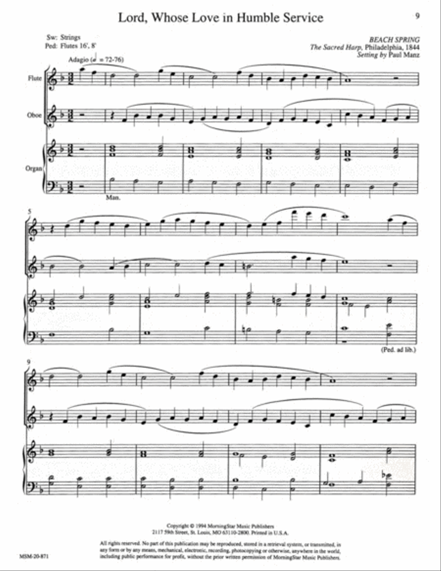 Three Hymns for Flute, Oboe and Organ Flute scores gallery preview page 6