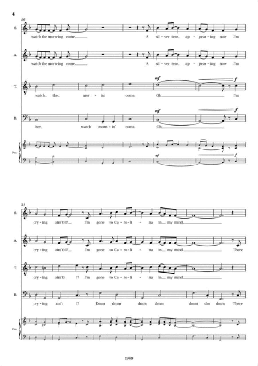 Carolina In My Mind 4-Part scores gallery preview page 4