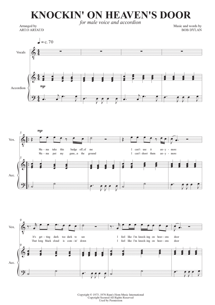 Knockin' On Heaven's Door Chamber Music scores gallery preview page 1