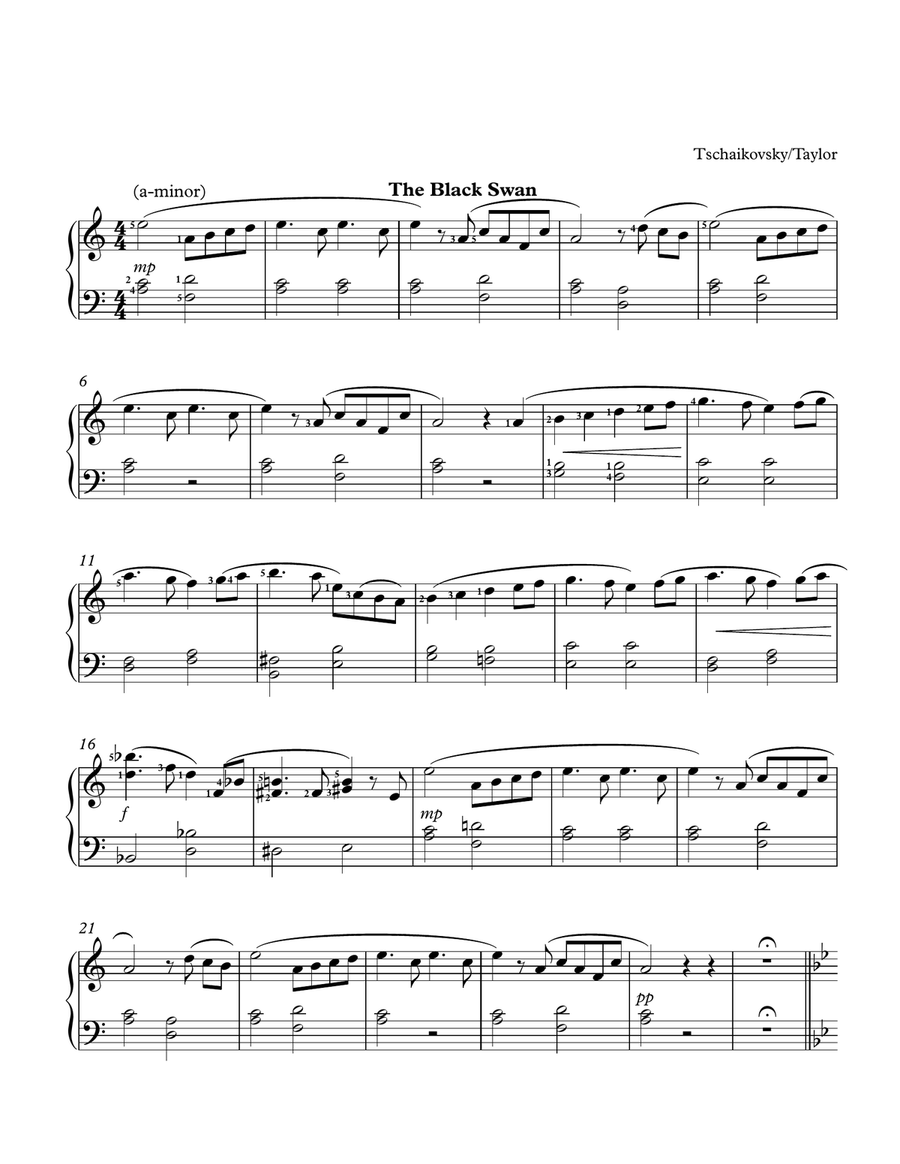 Black Swan Easy Piano scores gallery preview page 1