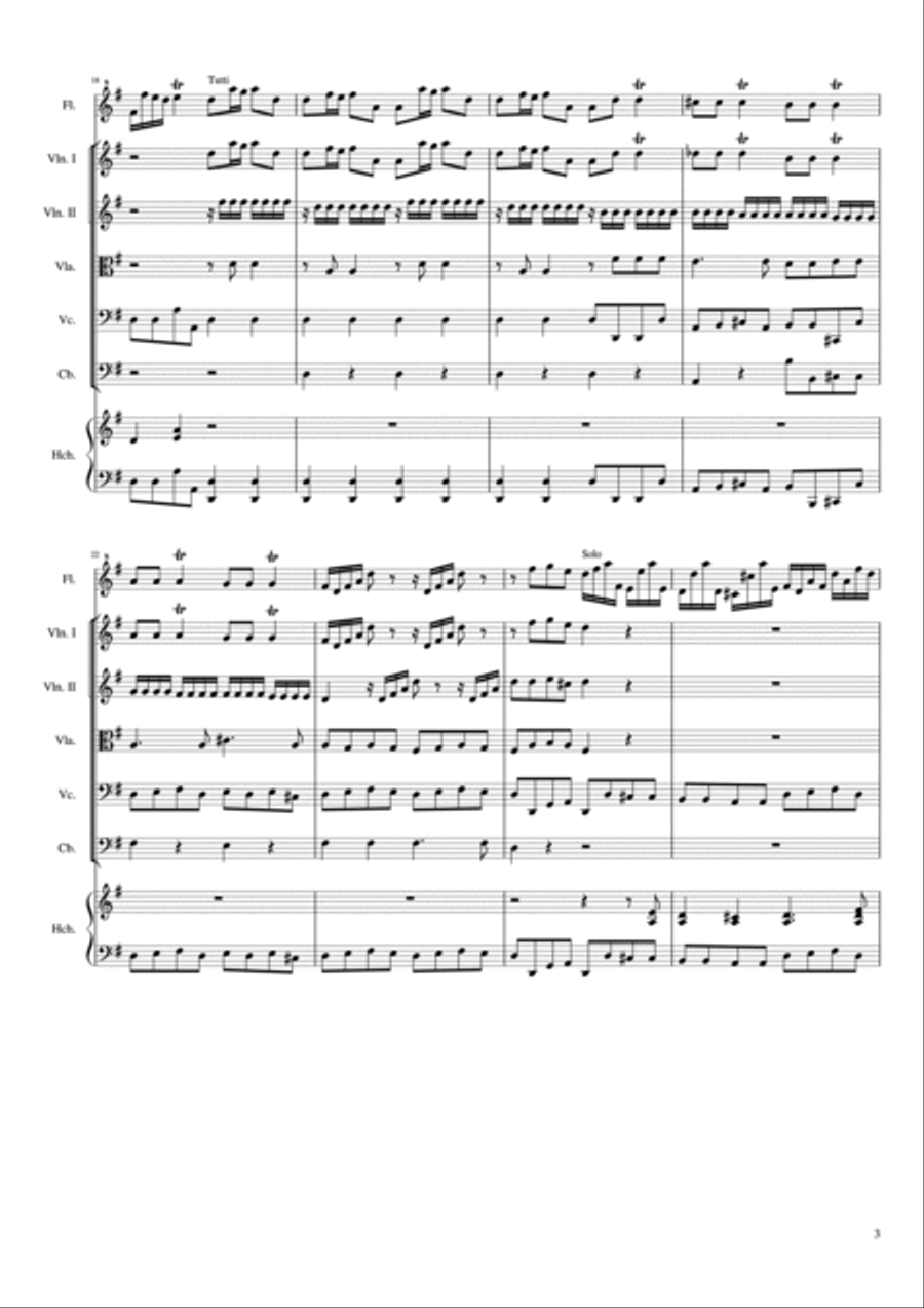 Concerto per Flautino 443- Allegro Molto (Arr. G Major) Small Ensemble scores gallery preview page 3