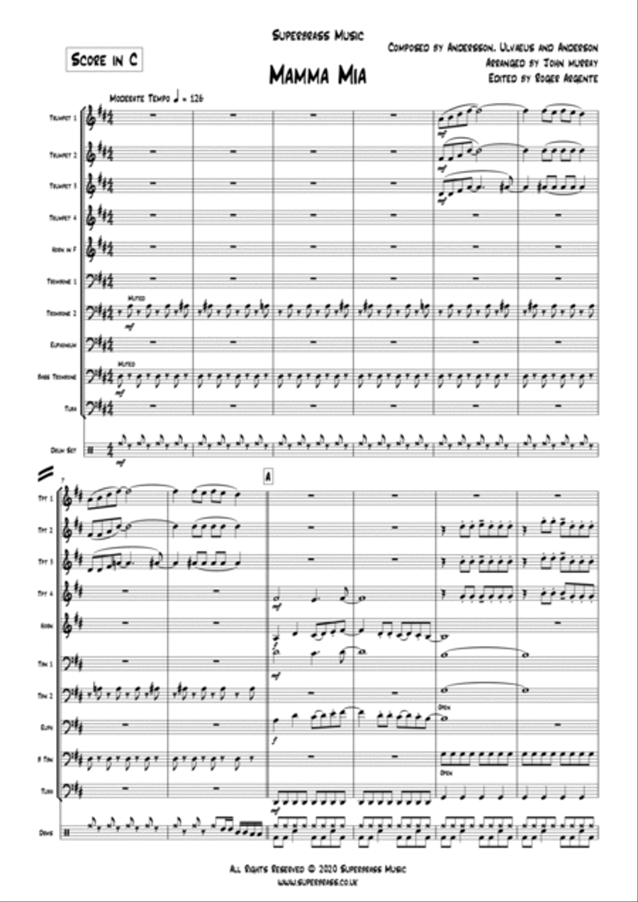 Mamma Mia Euphonium scores gallery preview page 3