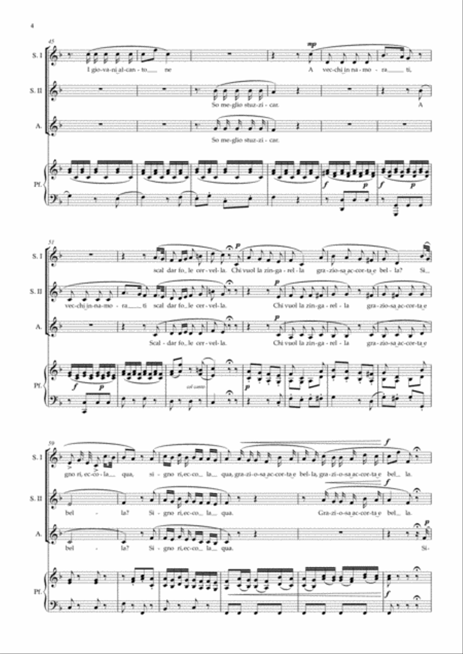 Chi vuol la zingarella (Choral version) SSA scores gallery preview page 4