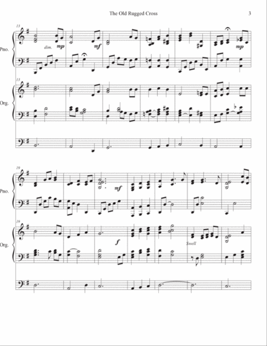 The Old Rugged Cross Piano Organ Piano scores gallery preview page 3
