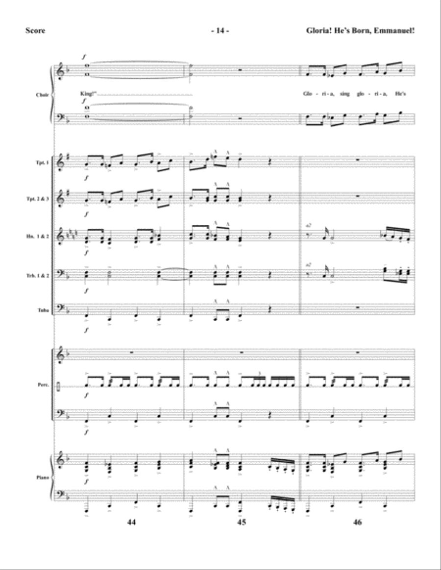 Gloria! He’s Born, Emmanuel! - Brass and Percussion Score and Parts Choir scores gallery preview page 16