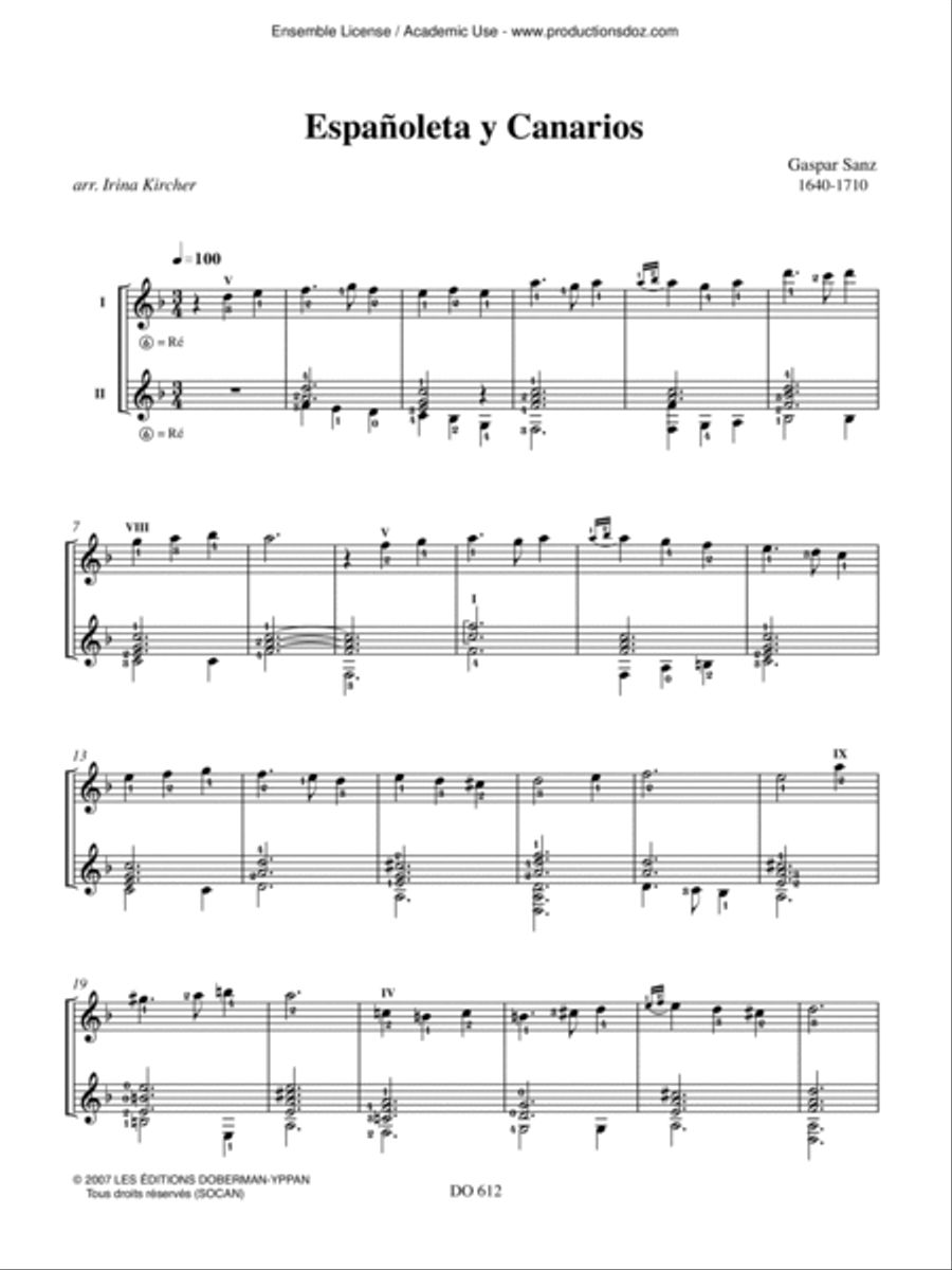 Espanoleta y Canarios Classical Guitar scores gallery preview page 3