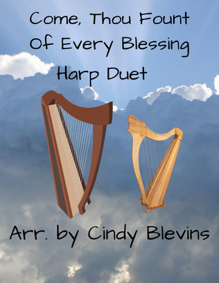 Book cover for Come, Thou Fount of Every Blessing, for Harp Duet