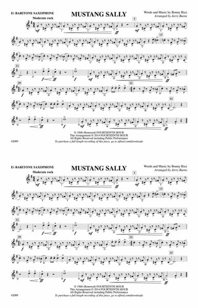 Mustang Sally: E-flat Baritone Saxophone