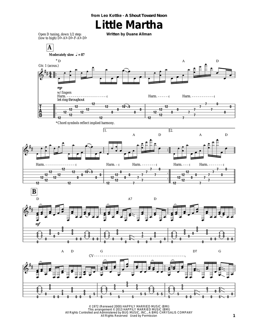 Little Martha Guitar Solo scores gallery preview page 1