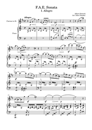 F.A.E. Sonata by A.Dietrich, R.Schumann and J.Brahms for Clarinet and Piano.