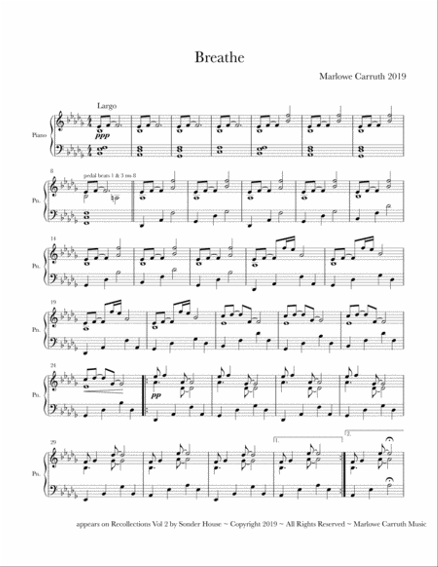 Breathe Piano Solo scores gallery preview page 1