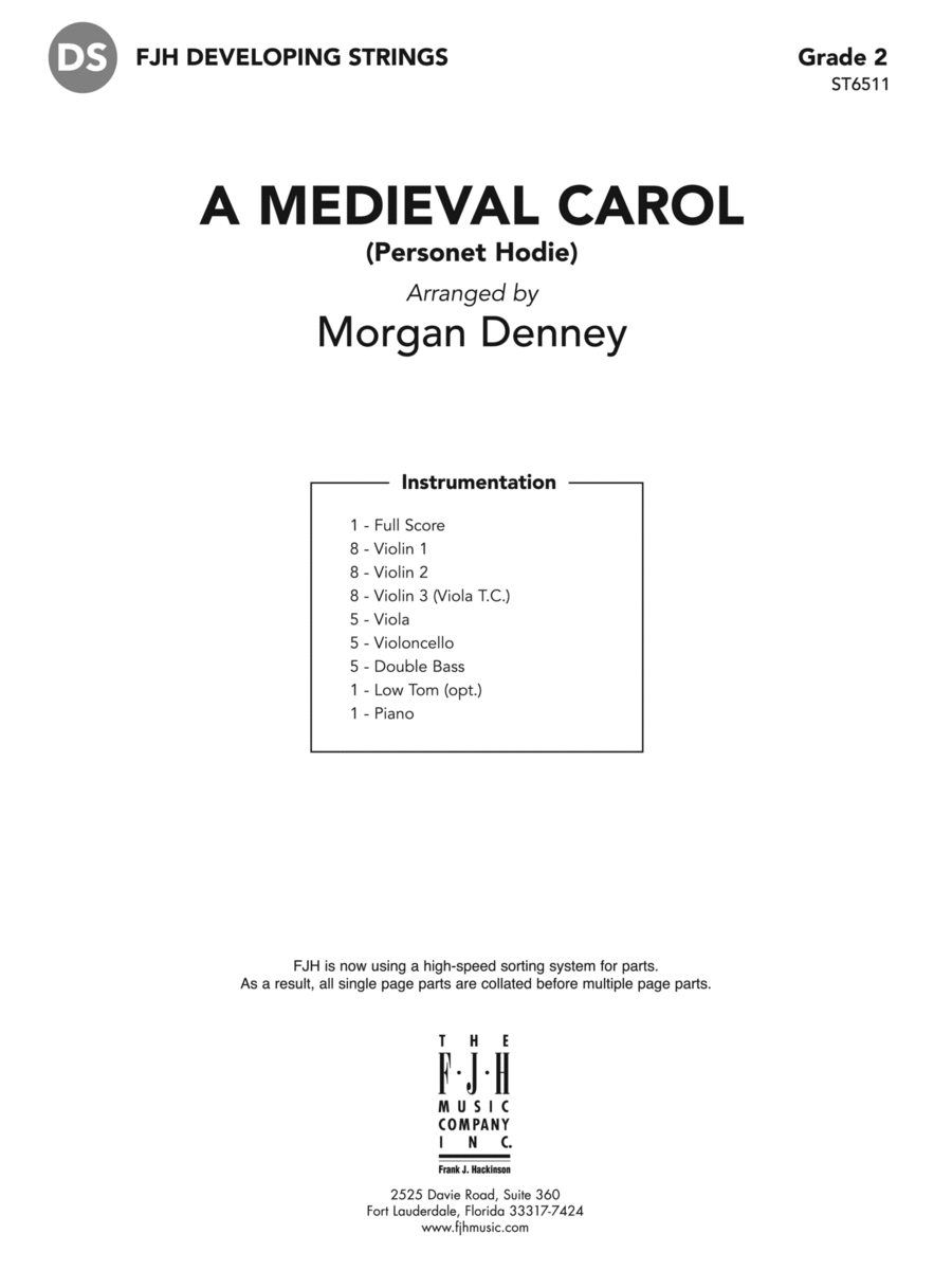 A Medieval Carol (Personet Hodie): Score String Orchestra scores gallery preview page 1