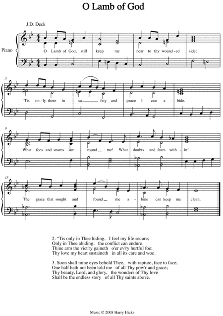 O Lamb of God. A new tune to a wonderful old hymn.