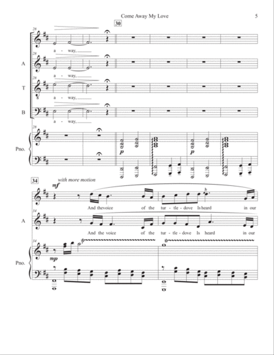 Come Away My Love 4-Part scores gallery preview page 5