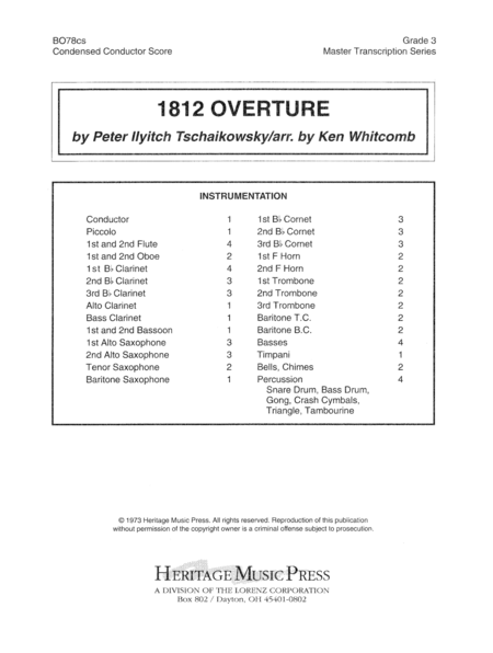 1812 Overture Condensed Score