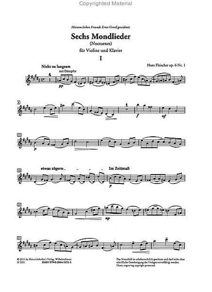 Sechs Mondlieder (Nocturnes) for Violin and Piano