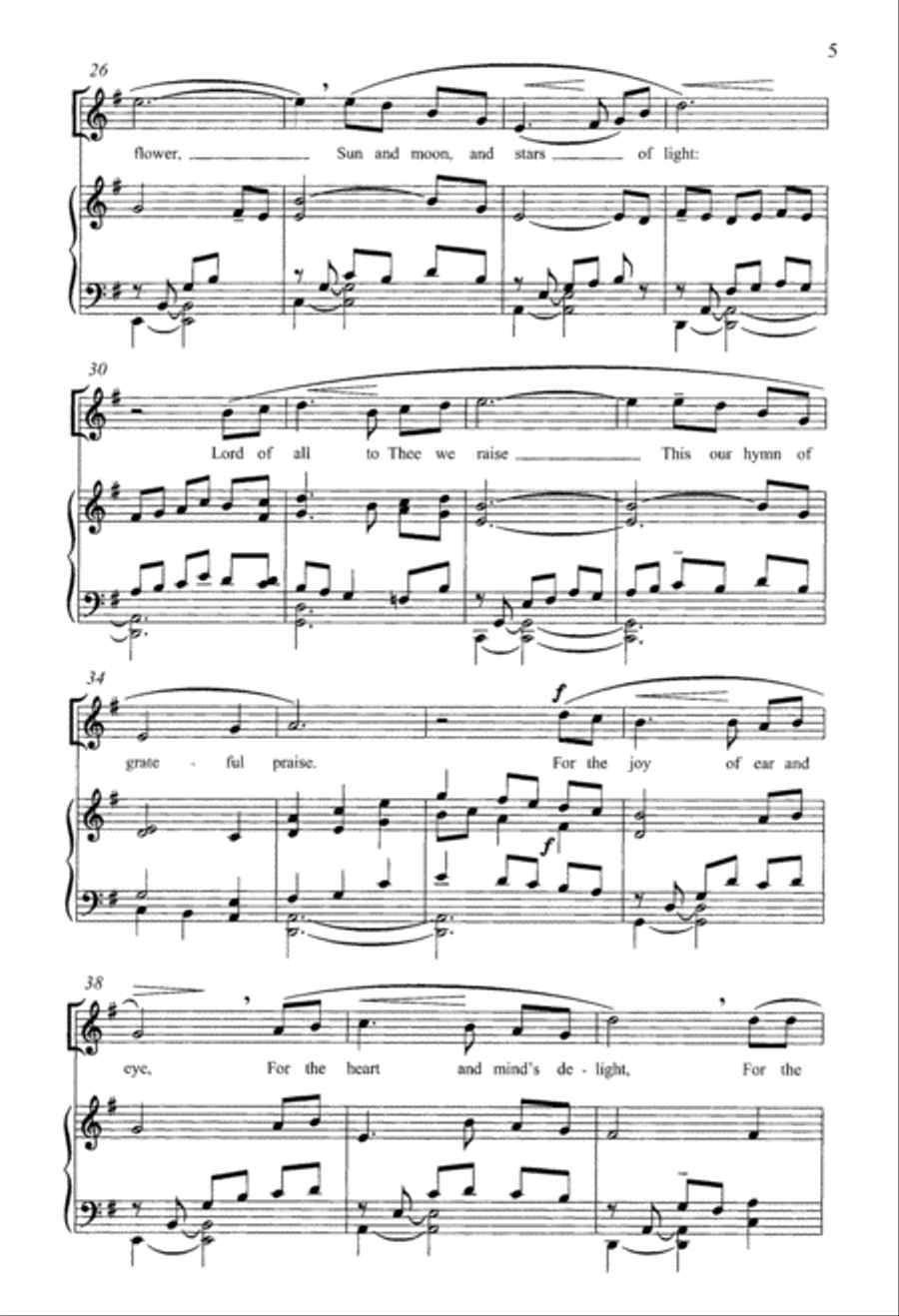 For the Beauty of the Earth Unison Choir scores gallery preview page 4
