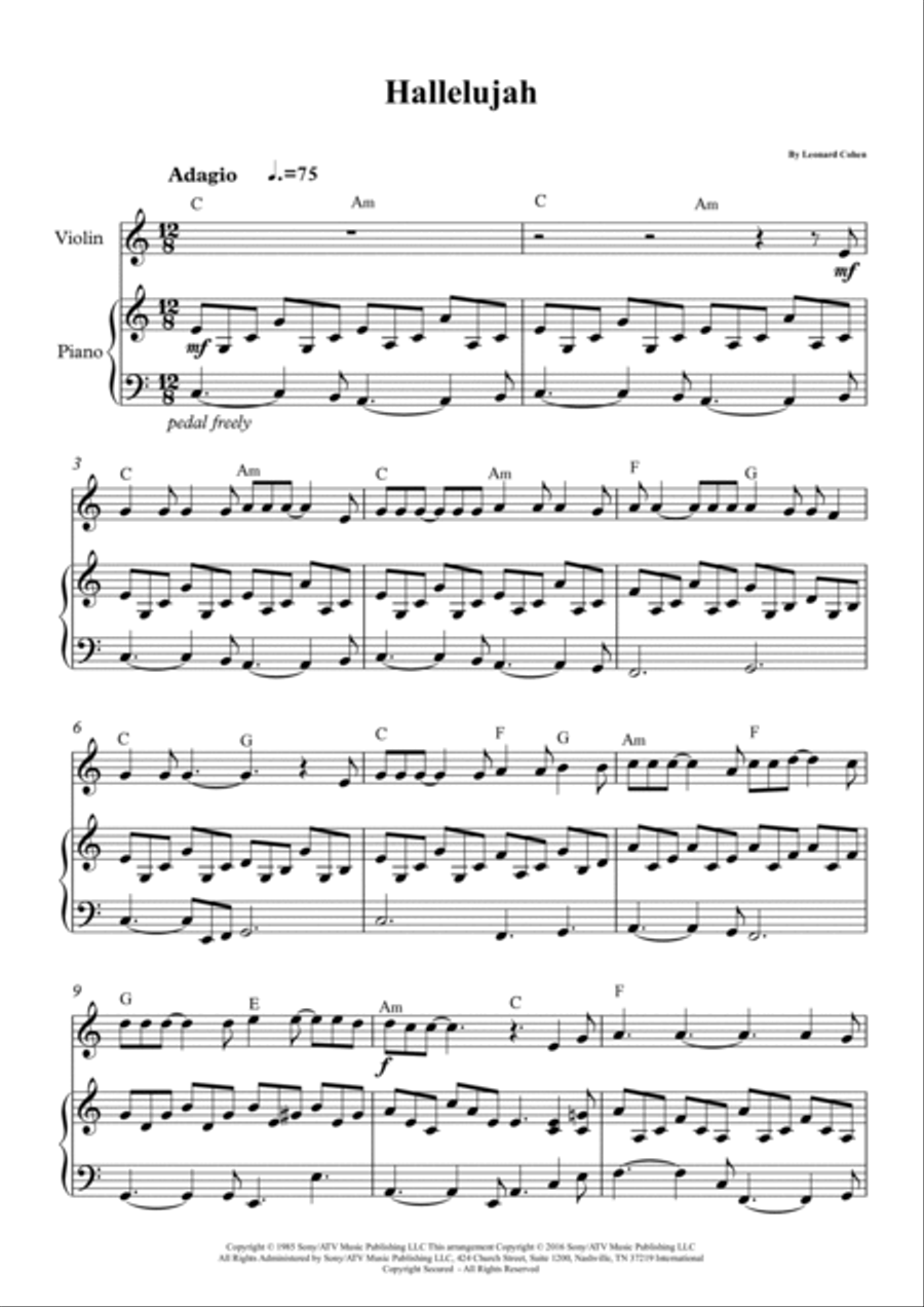 Hallelujah Hallelujah Violin Solo scores gallery preview page 2