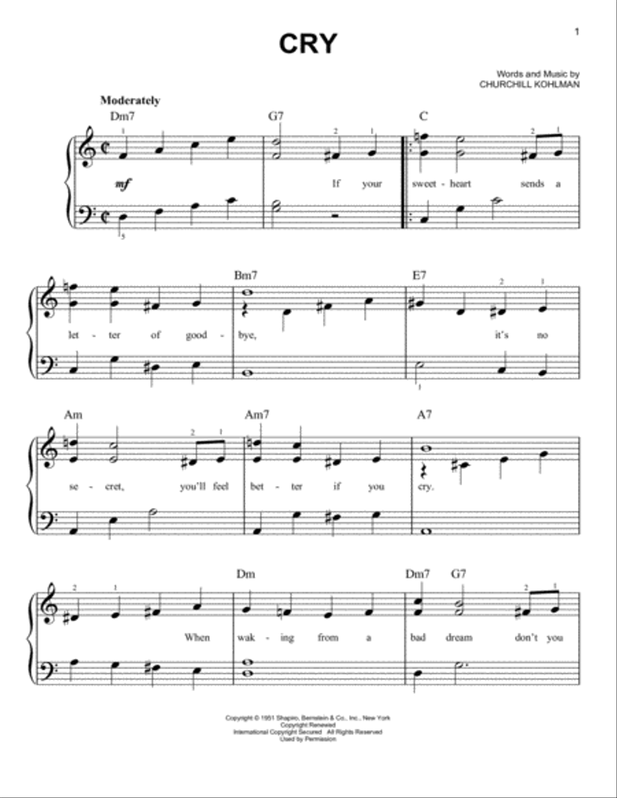 Cry Easy Piano scores gallery preview page 1