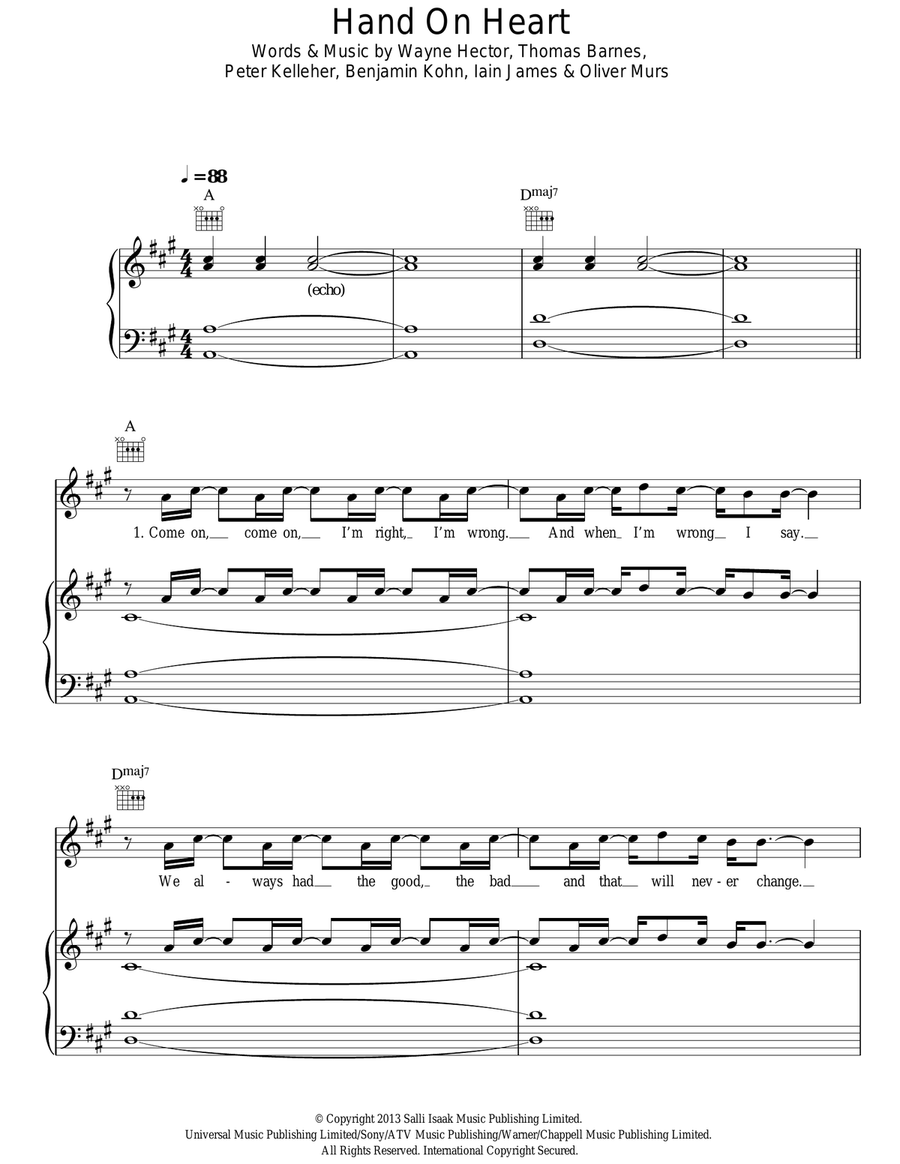 Hand On Heart Acoustic Guitar scores gallery preview page 1