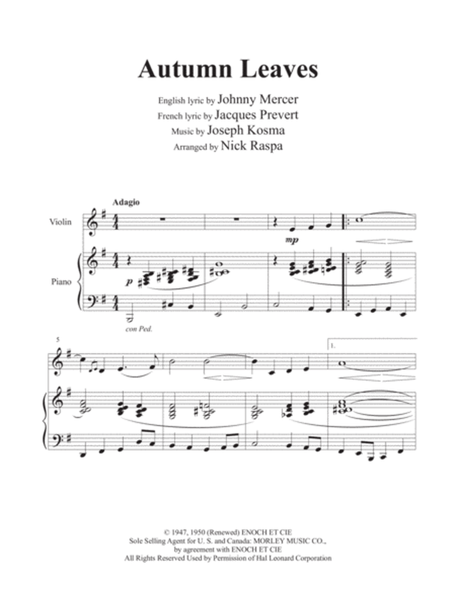 Autumn Leaves (Violin & Piano) intermediate image number null