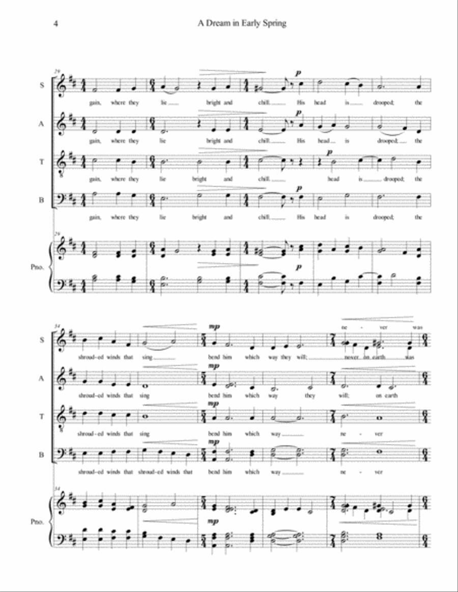 A Dream in Early Spring 4-Part scores gallery preview page 4