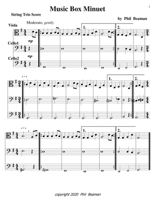 Book cover for Music Box Minuet-1 Viola-2 Cello trio