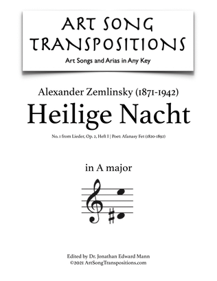 ZEMLINSKY: Heilige Nacht, Op. 2 no. 1, Heft I (transposed to A major)