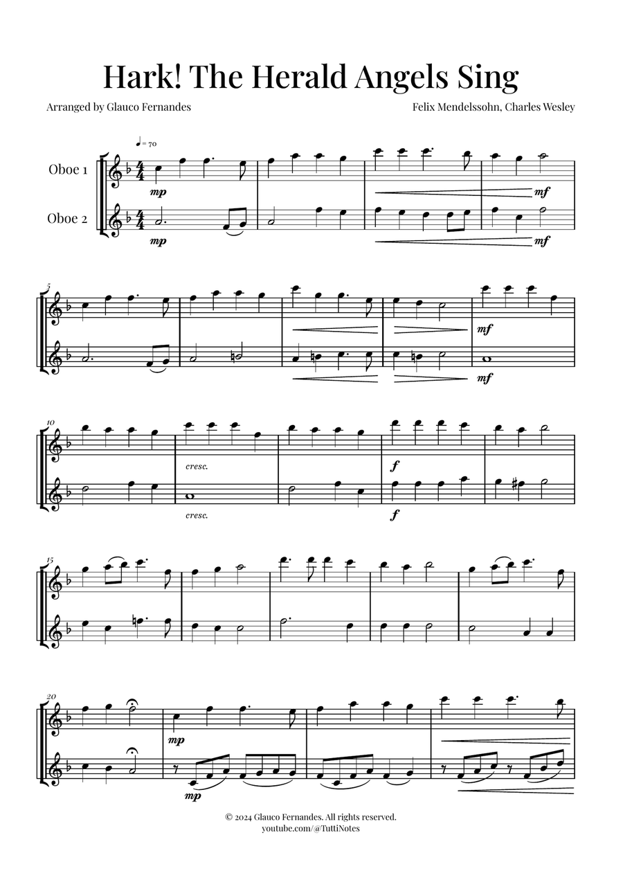 Hark! The Herald Angels Sing - Christmas Carol Duet Woodwind Duet scores gallery preview page 1
